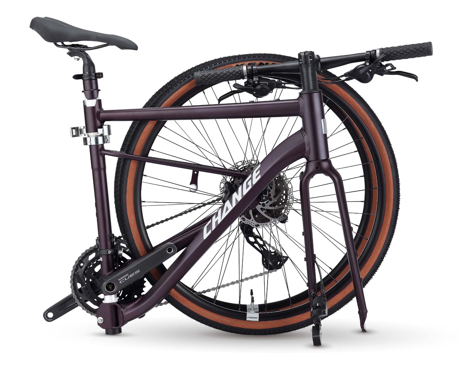 Le CHANGE Folding Gravel Bike allie la commodité du pliage avec la performance d'un vélo de route, idéal pour les trajets urbains et le cyclisme en extérieur.